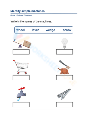 Essential Simple Machines Worksheet | Grade 1 Science