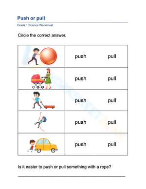 Grade 1 Push or Pull Science — Essential No-Prep Worksheet