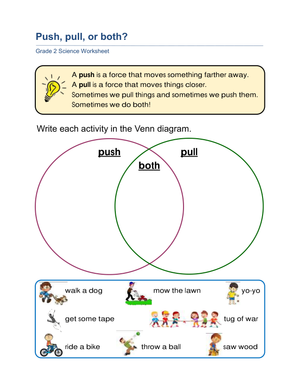 Essential Push and Pull Venn Diagram Worksheet | Grade 2