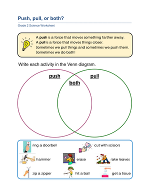 Printable Push, Pull, or Both? Worksheet | Grade 2 Science