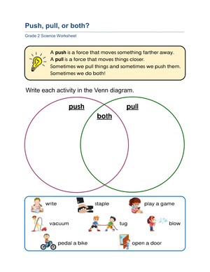 Grade 2 Push and Pull Forces — Printable No-Prep Worksheet