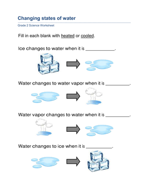 Essential Changing States of Water Worksheet | Grade 2