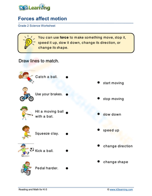 Forces affect motion - Matching