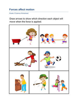 Essential Grade 2 Forces & Motion: Drawing Arrows Worksheet