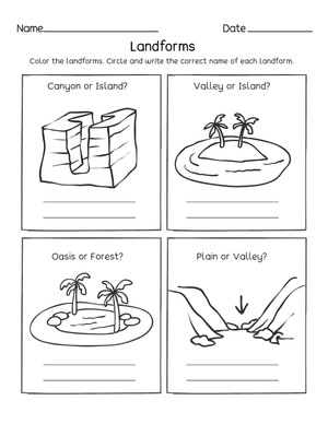 Essential Landforms Worksheet | Grade 2 Science