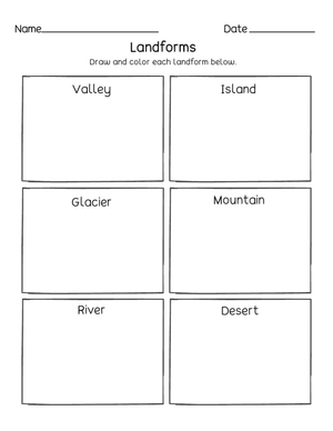 Essential Landforms Drawing Worksheet | Grades K-2 Science