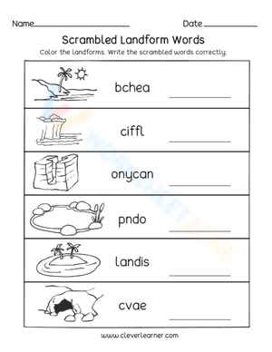 Scrambled Landform Words
