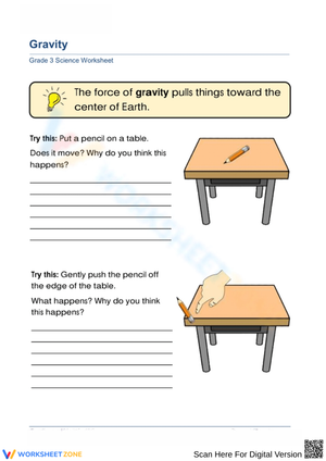 Gravity Worksheet – Science Experiment