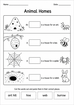 Animal Homes Worksheet | Essential Preschool Science