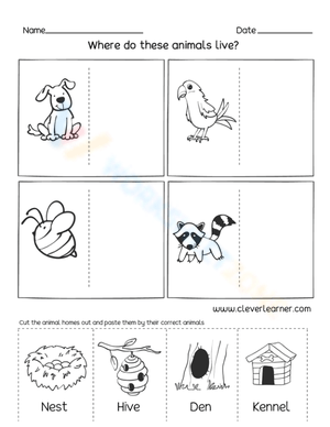 Animal Habitats Cut and Paste | Essential Grade K Science