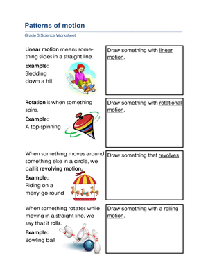 Essential Grade 3 Patterns of Motion Science Worksheet