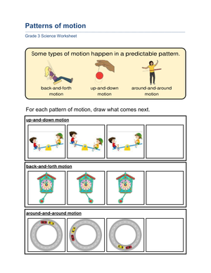 Printable Grade 3 Predictable Patterns of Motion Worksheet