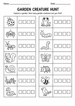 Garden Creature Hunt Worksheet | Printable Grade K-1 Science