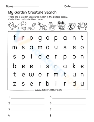 My garden creature search