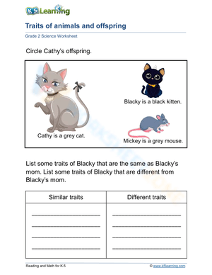 Traits of animals and offspring 1