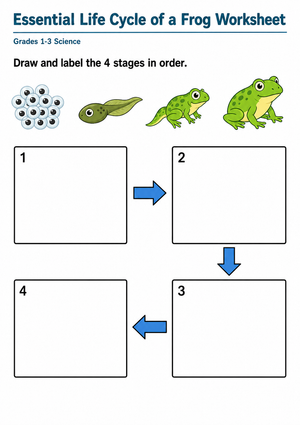 Essential Life Cycle of a Frog Worksheet | Grade 1-3