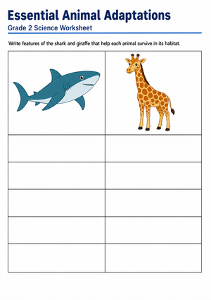 Grade 2 Animal Adaptations — Printable No-Prep Worksheet