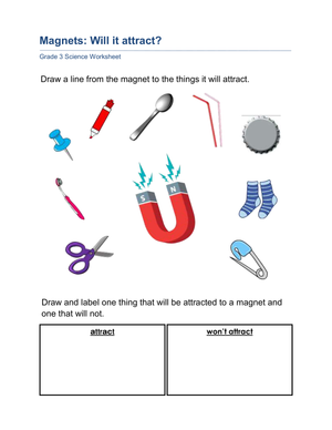 Grade 3 Magnetism — Printable No-Prep Worksheet