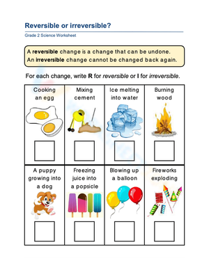 Grade 2 Reversible Changes — Printable No-Prep Worksheet