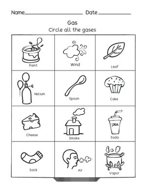 Kindergarten Gas Worksheet | Essential Science Practice