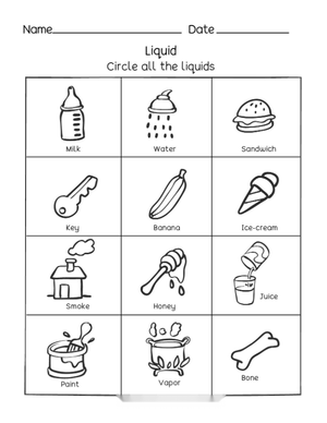 Identifying Liquids: Essential Kindergarten Worksheet