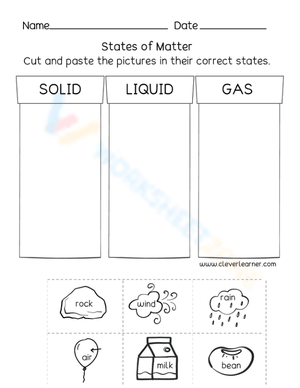 Solid, Liquid, Gas Sorting Activity for Kids