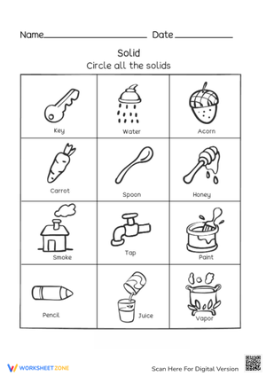 Solid Object Identification Worksheet