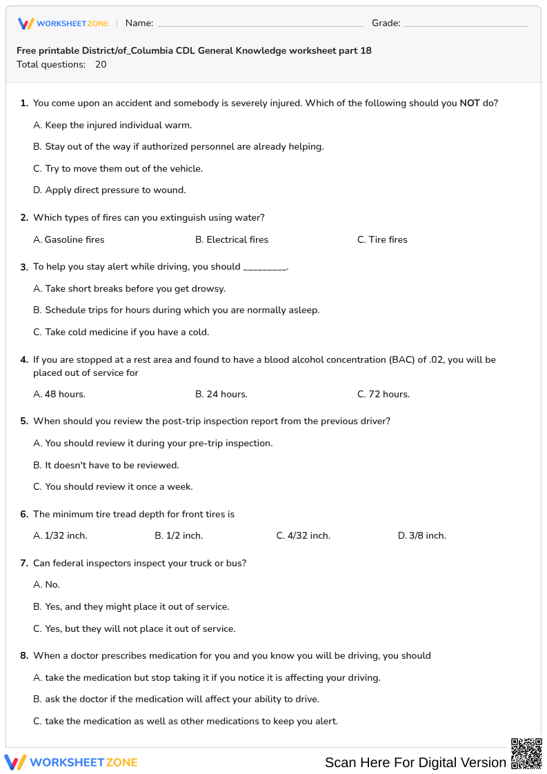 Free printable District/of_Columbia CDL General Knowledge worksheet part 18