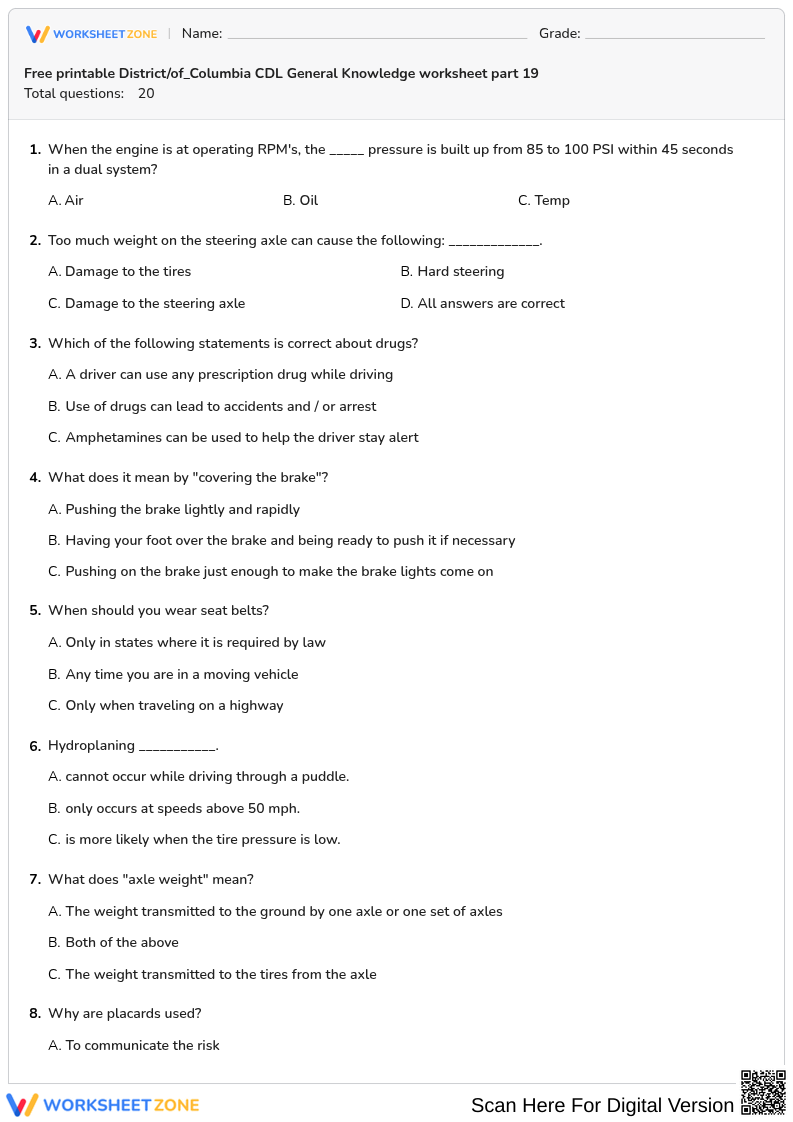 Free printable District/of_Columbia CDL General Knowledge worksheet part 19