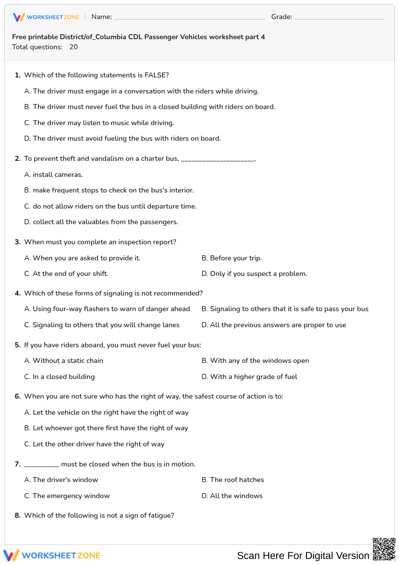 Free printable District/of_Columbia CDL Passenger Vehicles worksheet part 4