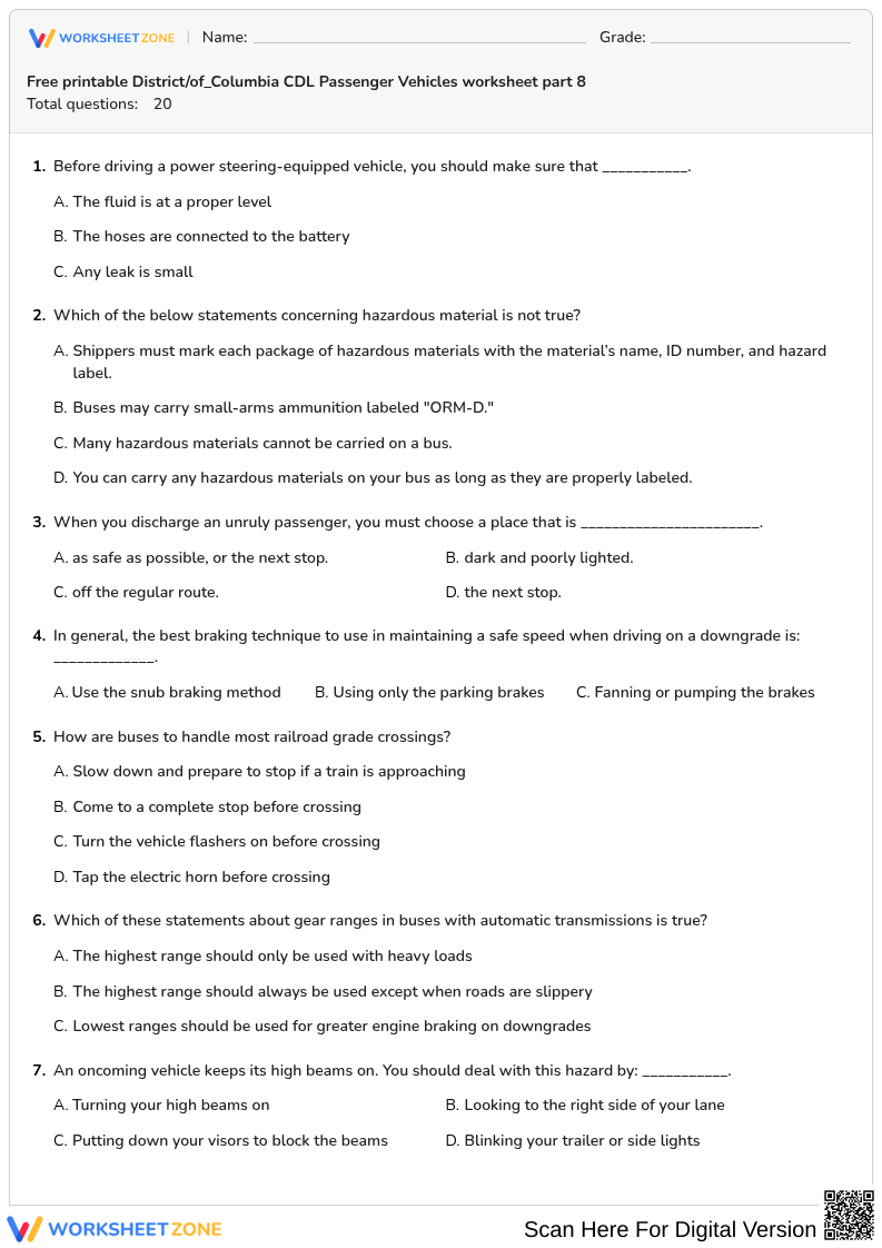 Free printable District/of_Columbia CDL Passenger Vehicles worksheet part 8