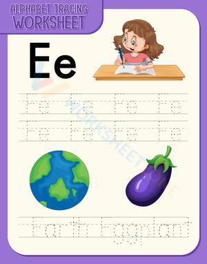 Letter E Tracing Worksheet | Printable Kindergarten ELA