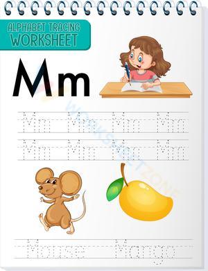 Letter M Alphabet Tracing Worksheet | Essential Grade K