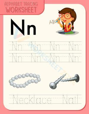 Letter N Tracing Worksheet | Printable Kindergarten ELA