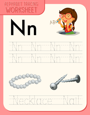 Letter N Tracing Worksheet | Printable Kindergarten ELA