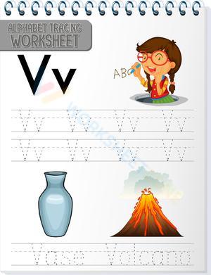 Alphabet Tracing Worksheet - V