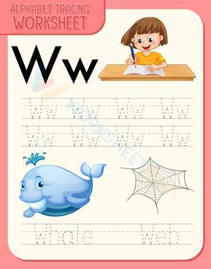 Alphabet Tracing Worksheet - W