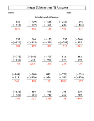 Mastering Integer Subtraction with 3 Digits