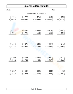 Mastering Negative Integer Subtraction