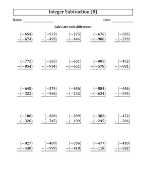 Mastering Negative Integer Subtraction