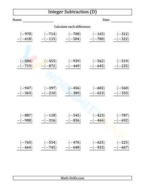 Proficiently Subtracting Negative Numbers