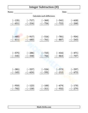 Perfecting 3-Digit Subtraction with Integers