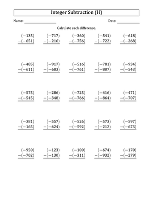Perfecting 3-Digit Subtraction with Integers