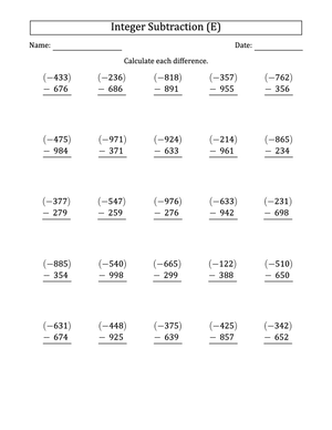 Advancing in Negative/Positive Subtraction