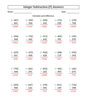 Expert Negative to Positive Subtraction