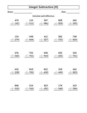Expert Subtraction: Positive and Negative