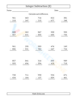 Practice 3-Digit Subtraction Vertically