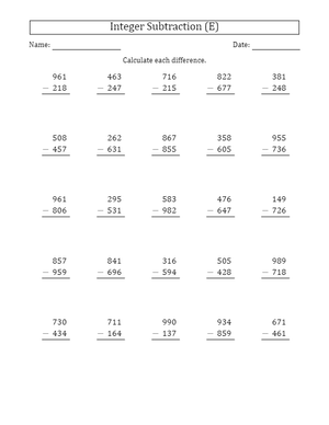 Practice 3-Digit Subtraction Vertically