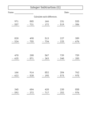 Improve 3-Digit Subtraction: Positive Minus Positive