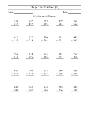 Mastering 3-Digit Subtraction: Positive Minus Positive